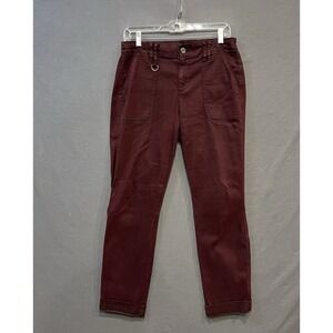 White House Black Market Slim Ankle Pants Women's 6 Burgundy Mid Rise Stretch